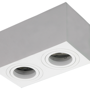 SPOT DE APLICAR PARA DICROICA 2 LAMP -CUADRADO ALUMINIO - BLANCO -  TBCIN